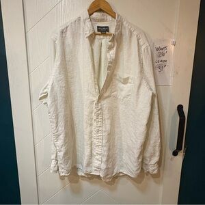 Eddie Bauer Linen Button-Up Shirt Tall XL relaxed coastal